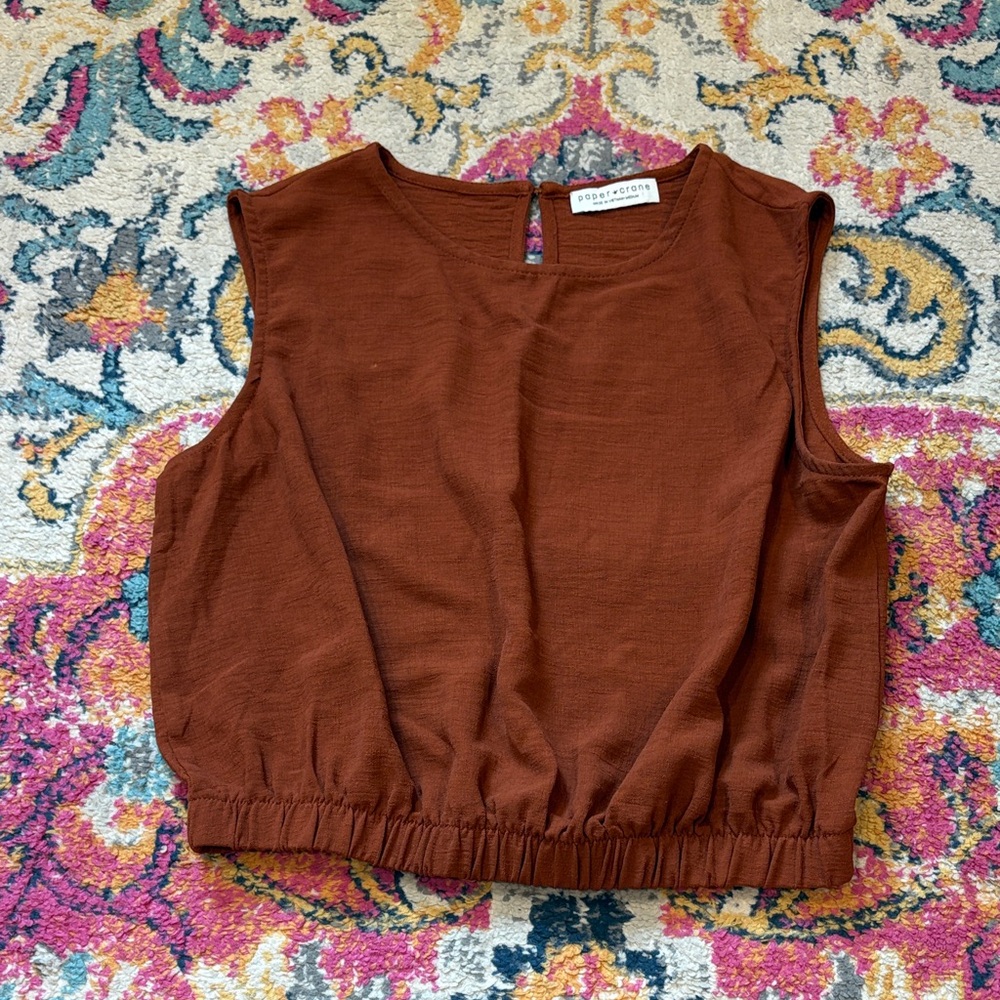 dear creatures Cropped Sleeveless Top in Rust Brown